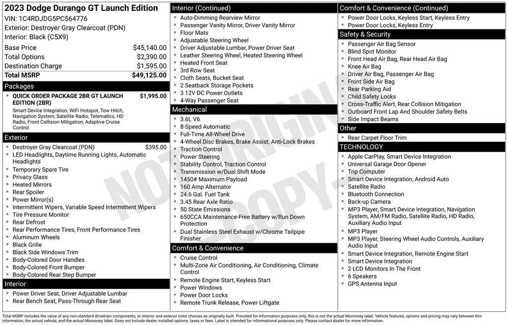 Used 2023 Destroyer Gray Clearcoat Dodge GT Launch Edition image 4