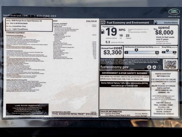 New 2026 Carpathian Grey LAND ROVER Dynamic SE image 34