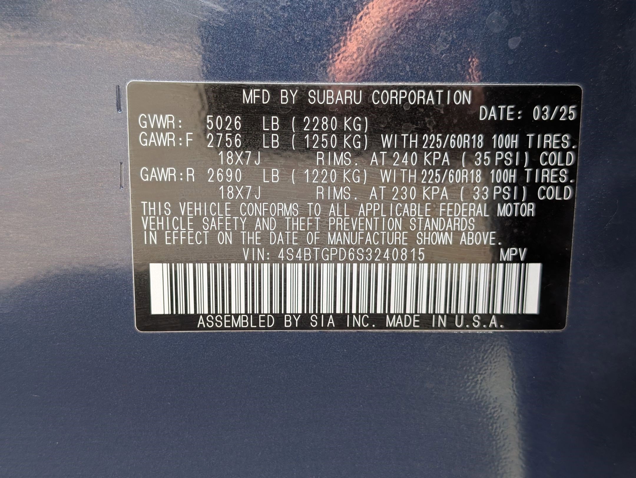 Used 2025 Cosmic Blue Pearl Subaru Touring XT image 35