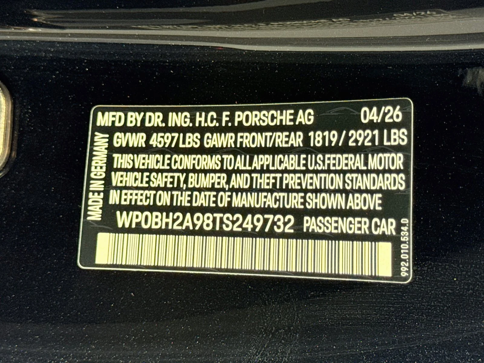 New 2026 Jet Black Metallic Porsche Targa 4S image 26