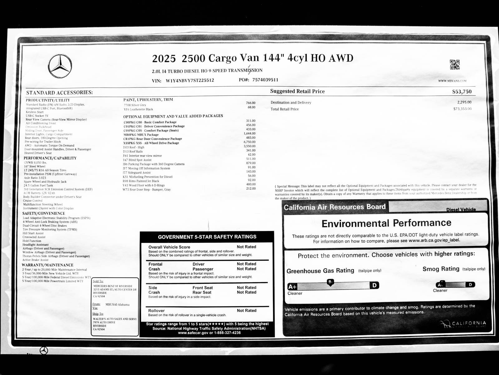 New 2025 Silver+Gray Mercedes-Benz 2500 High Roof I4 Diesel HO 144 AWD image 26
