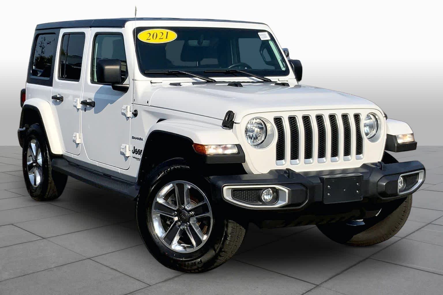 Used 2021 Bright White Clearcoat Jeep Unlimited Sahara image 3