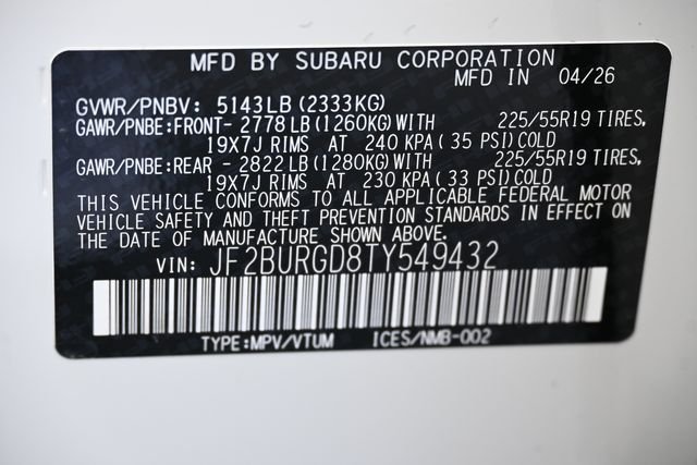 New 2026 White Subaru Limited XT image 20