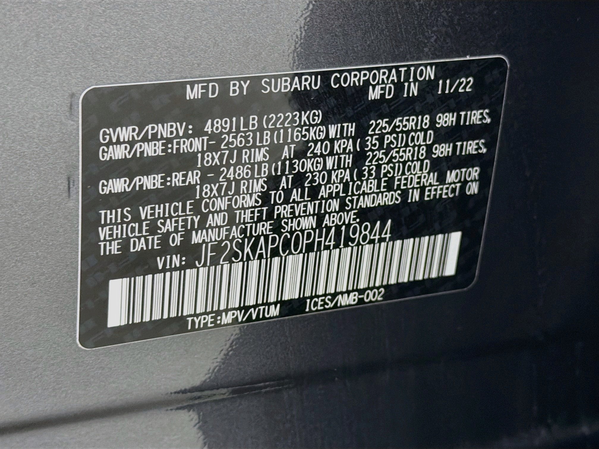 Used 2023 Magnetite Gray Metallic Subaru Limited image 34