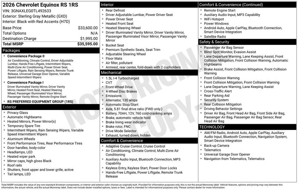 New 2026 Sterling Gray Metallic Chevrolet RS image 2