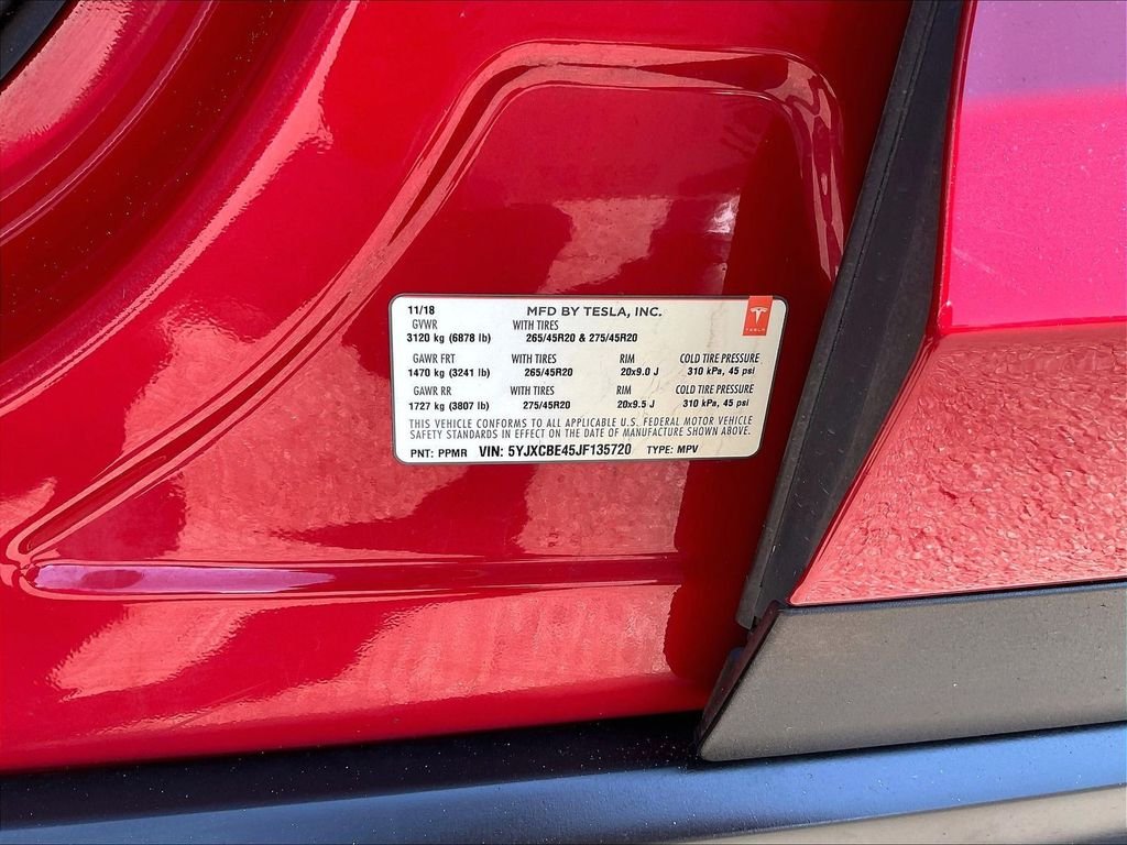 Used 2018 Red Tesla P100D image 33