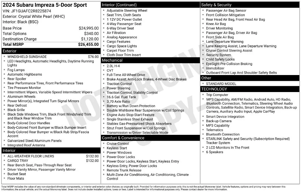 Used 2024 White Subaru Sport image 6