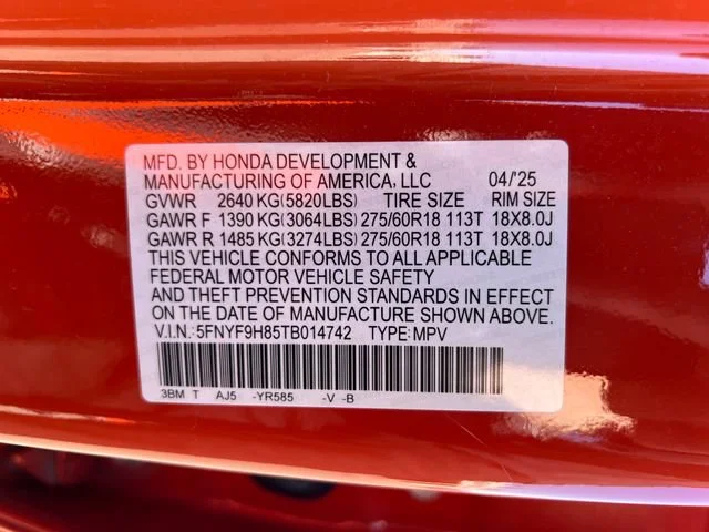 Certified Used 2026 Sunset Orange Honda TrailSport Elite image 17