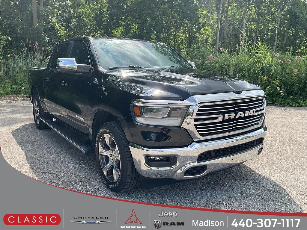 Used 2024 Diamond Black Crystal Pearl Coat Ram Laramie image 1