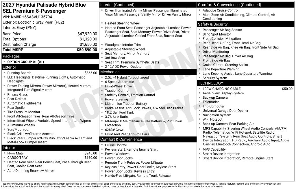 New 2027 Gray Hyundai Blue SEL Premium 8P image 19