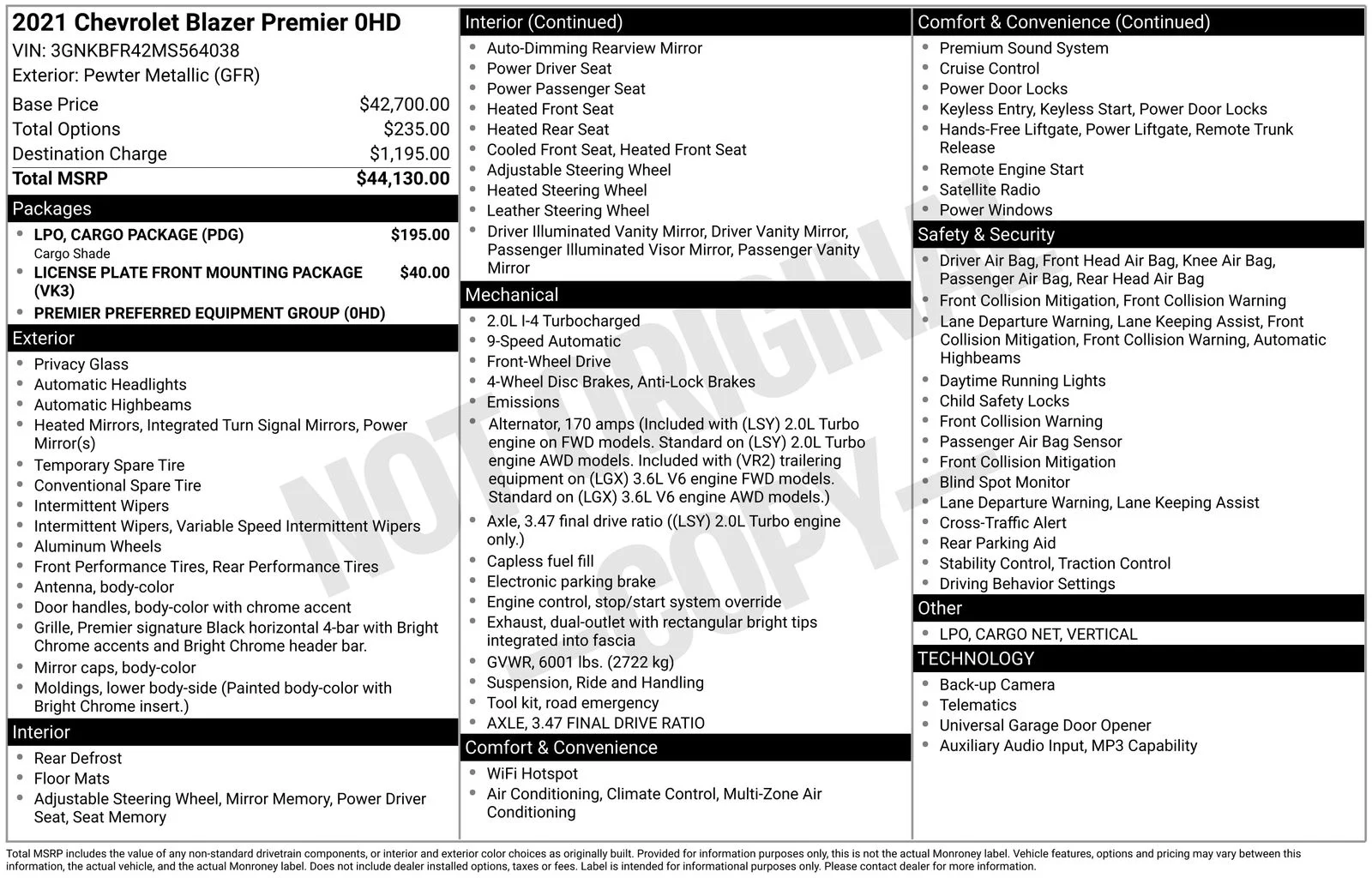 Used 2021 Pewter Metallic Chevrolet Premier image 28