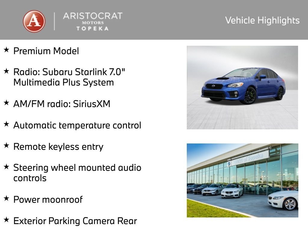 Used 2018 Subaru WRX Premium with VIN JF1VA1C69J9824672 for sale in Kansas City