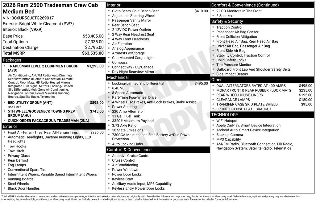 New 2026 Bright White Clear-Coat Exterior Paint RAM Tradesman image 26