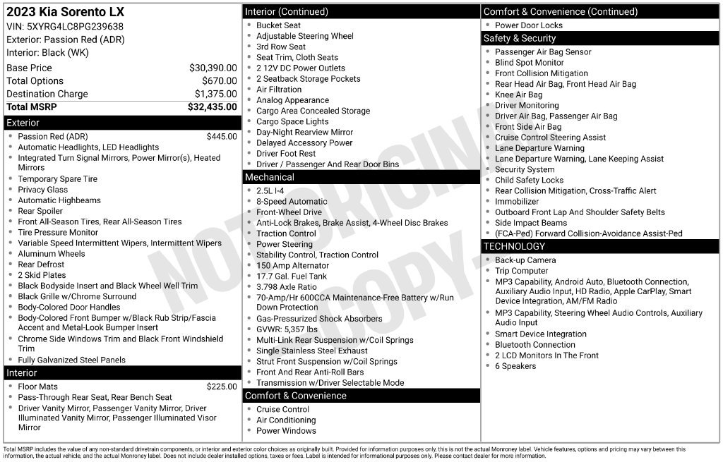 Used 2023 Red Kia LX image 18