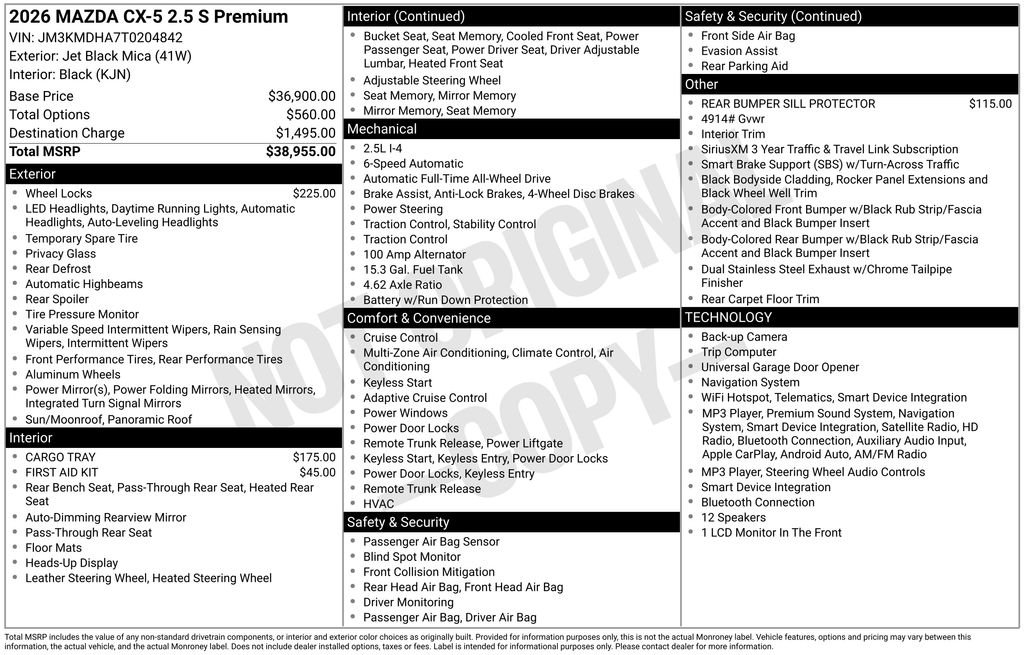 New 2026 Jet Black Mica Mazda 2.5 S Premium AWD image 3