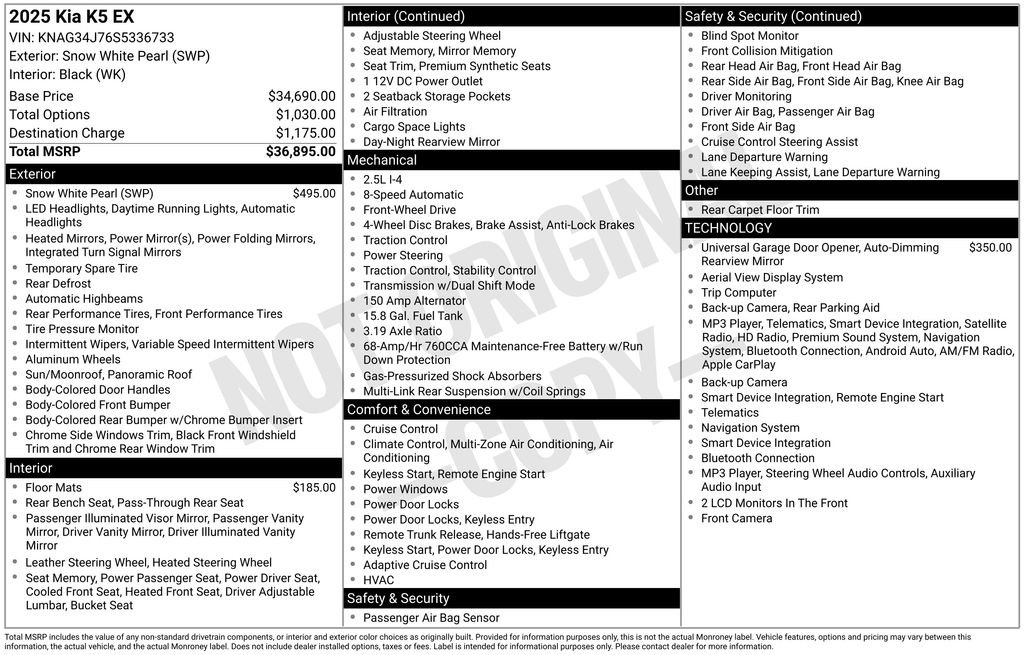 Used 2025 White Kia EX image 10