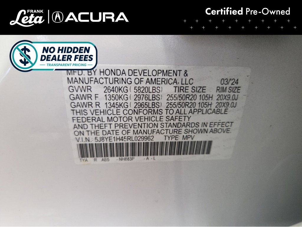Certified Used 2024 Platinum White Pearl Acura  image 28