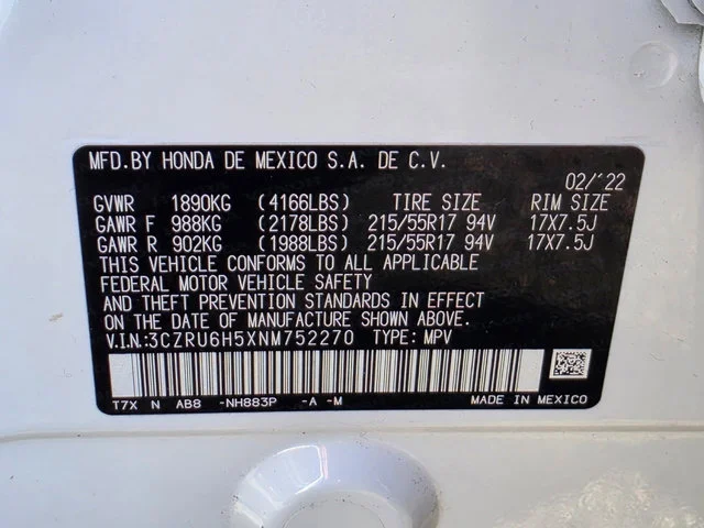 Certified Used 2022 Platinum White Pearl Honda AWD EX image 34