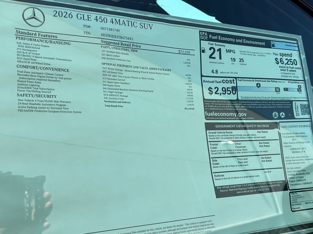 New 2026 Obsidian Black Metallic Mercedes-Benz GLE 450 image 38