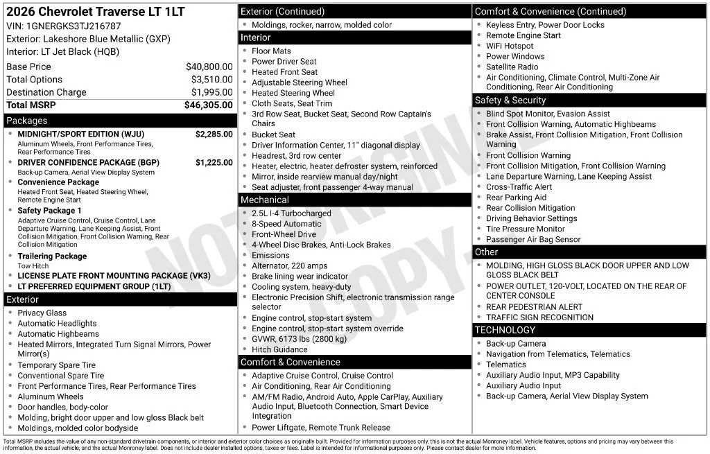 2026 Chevrolet Traverse LT - Photo 33