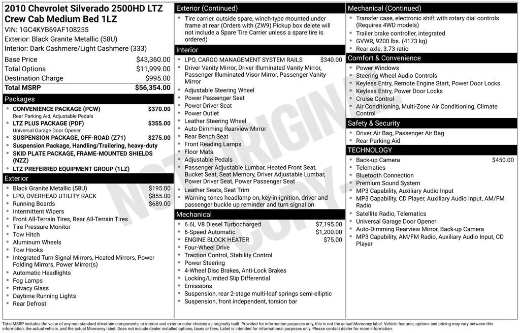 Used 2010 BLACK GRANITE METALLIC Chevrolet LTZ image 2