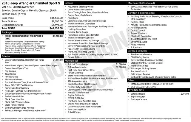Used 2018 Gray Jeep Unlimited Sport S image 40
