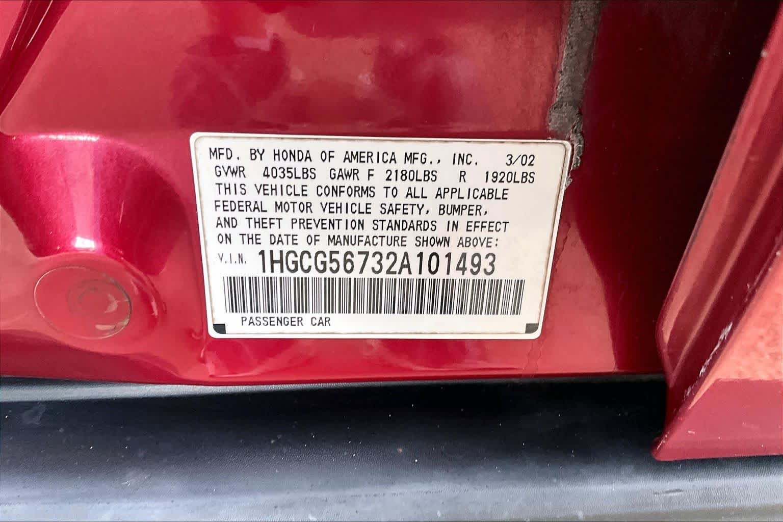 Used 2002 Firepepper Red Pearl Honda SE image 32