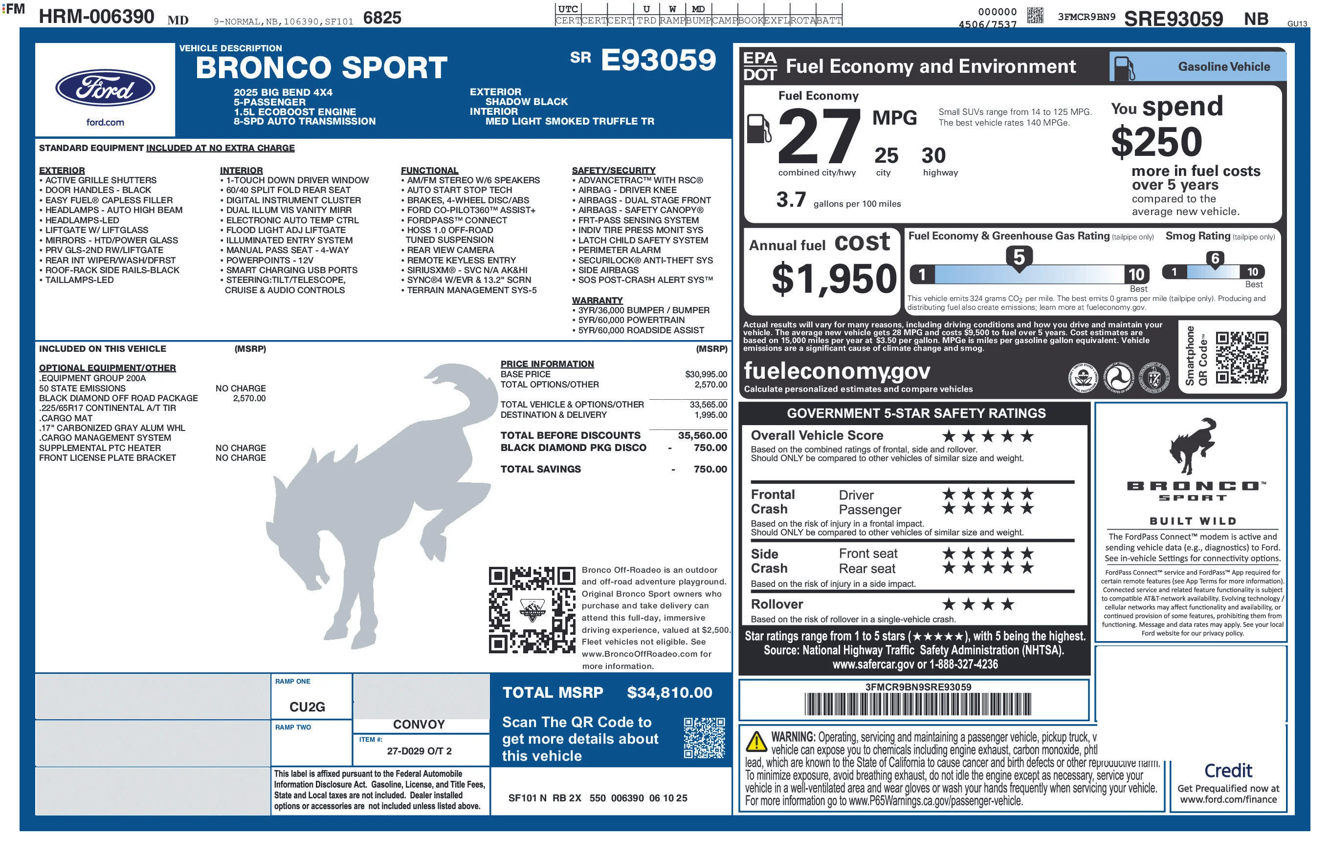Used 2025 Shadow Black Ford Big Bend image 40