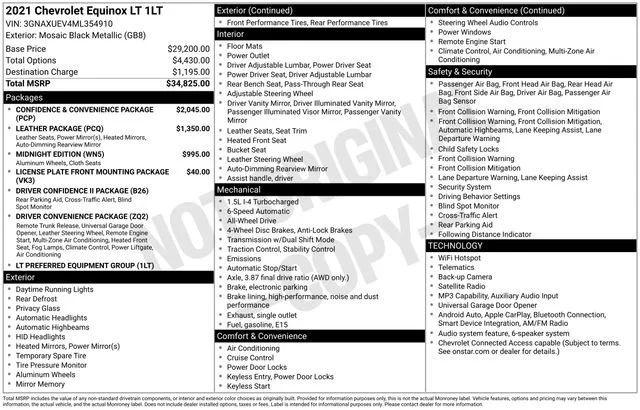 Used 2021 MOSAIC BLACK METALLIC Chevrolet LT image 5