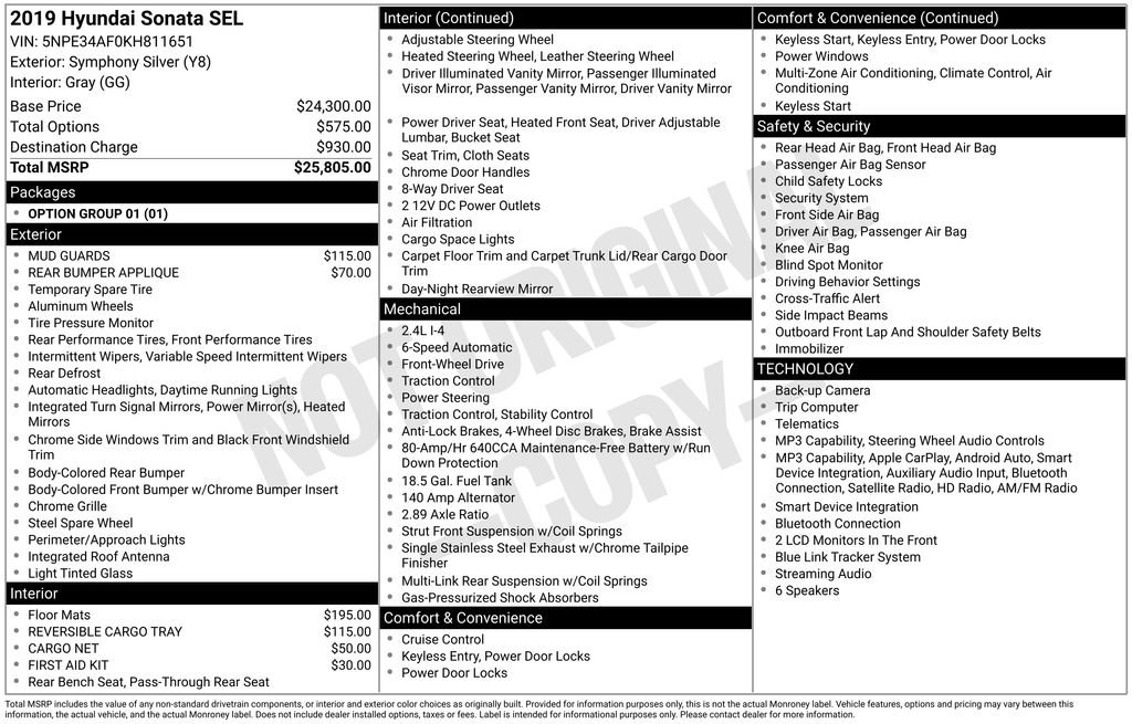 Used 2019 Silver Hyundai SEL image 33
