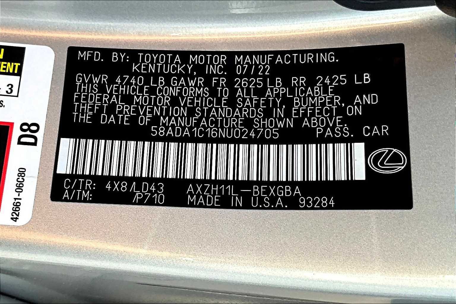 Certified Used 2022 MOONBEAM BEIGE MET. Lexus  image 35