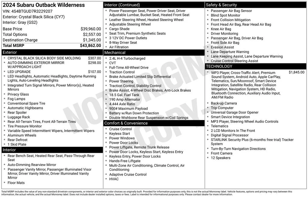 Certified Used 2024 Black Subaru Wilderness image 8
