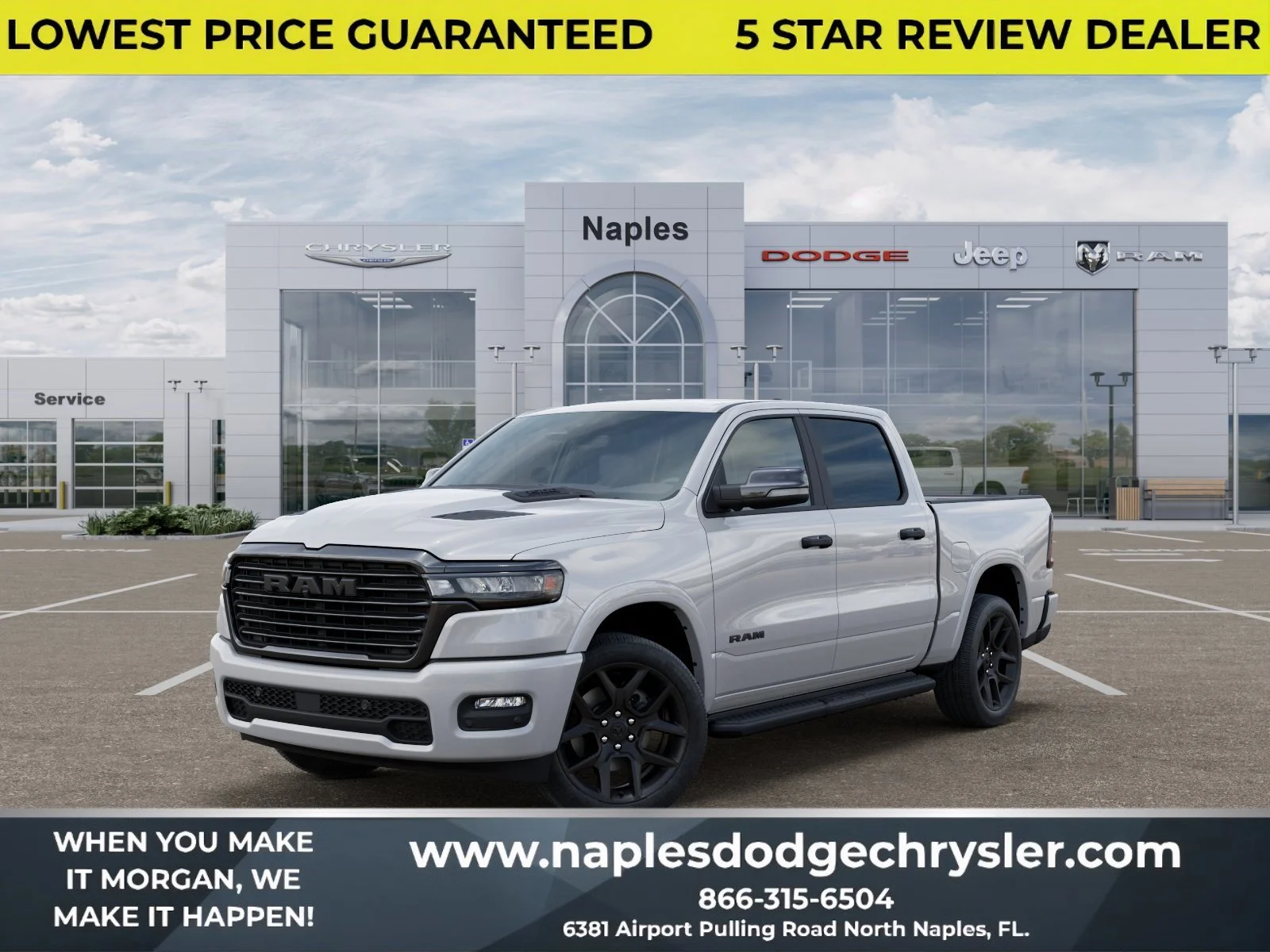 New 2026 Ivory White Tri-Coat Pearl-Coat Exterior Paint RAM Laramie image 1