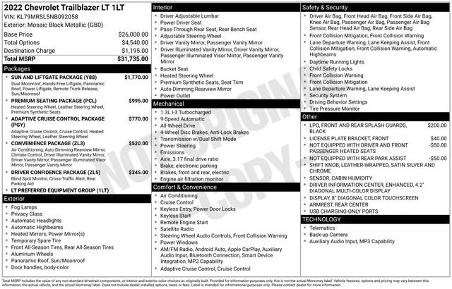 Used 2022 Mosaic Black Metallic Chevrolet LT image 5