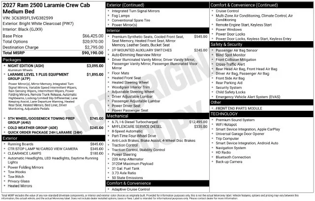 New 2027 Bright White Clear-Coat Exterior Paint RAM Laramie image 4