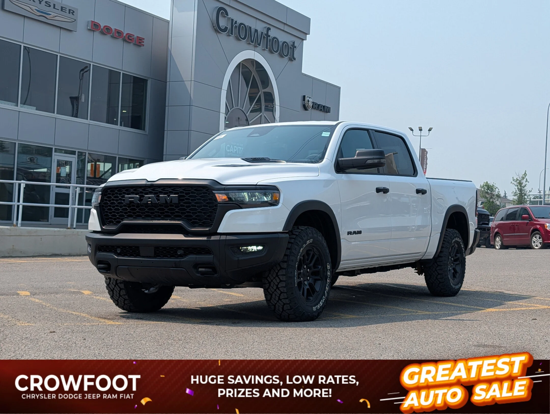 New 2026 White RAM Rebel - - Level 1 Grp - 2LEVEL- A/T TIRES/RIMS- SIDE STEPS AND MORE image 1
