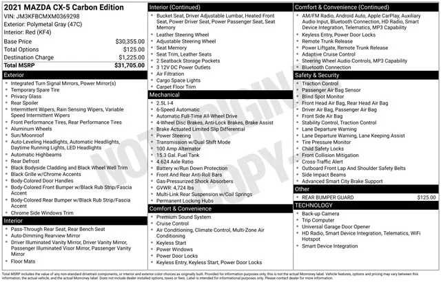 Used 2021 Polymetal Gray Metallic Mazda Carbon Edition image 13