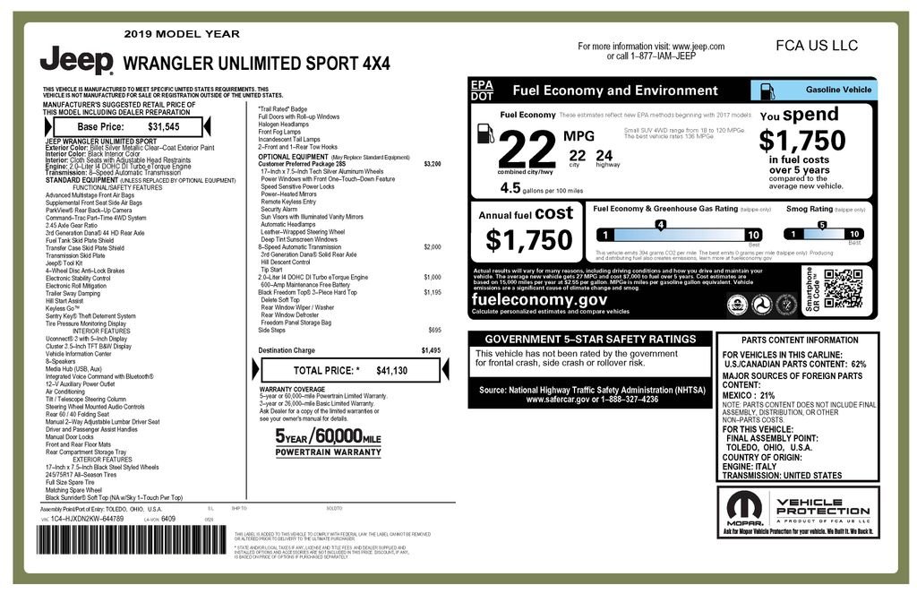 Used 2019 Silver Jeep Unlimited Sport S image 4