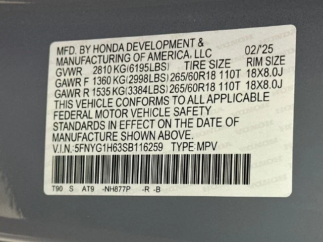 Certified Pre-Owned 2025 Honda Pilot TrailSport