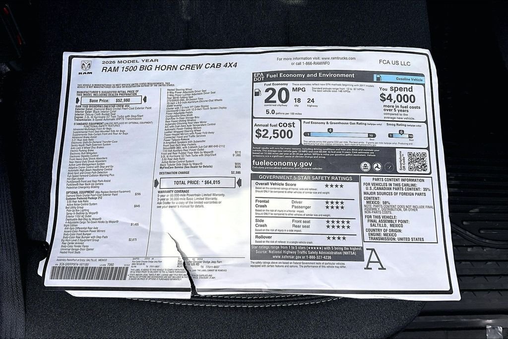 New 2026 Ram 1500 Big Horn/Lone Star 4D Crew Cab