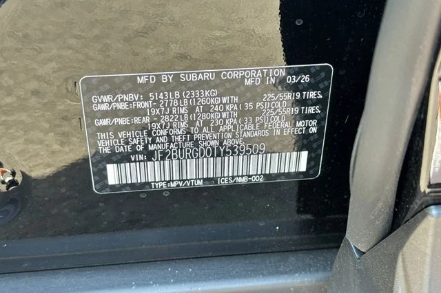 New 2026 CRYSTAL BLACK SILICA Subaru Limited XT image 25