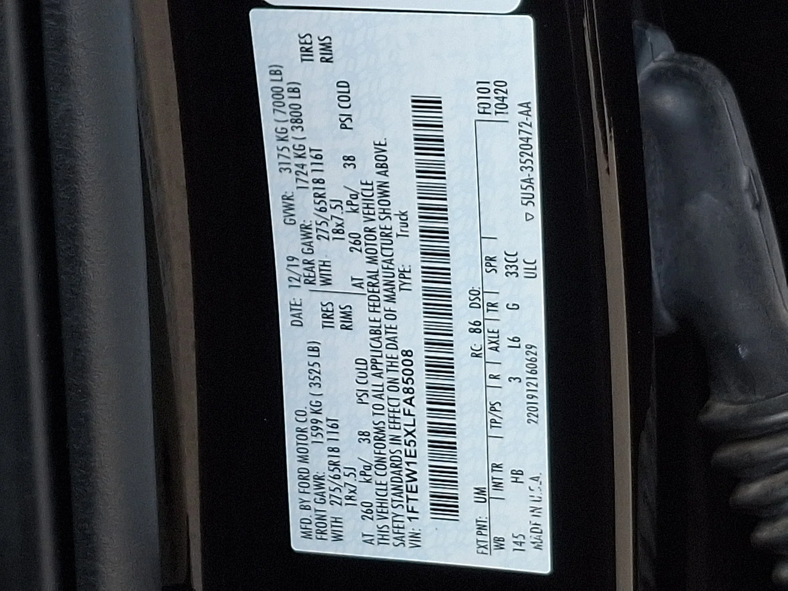 Used 2020 Agate Black Metallic Ford LARIAT image 29