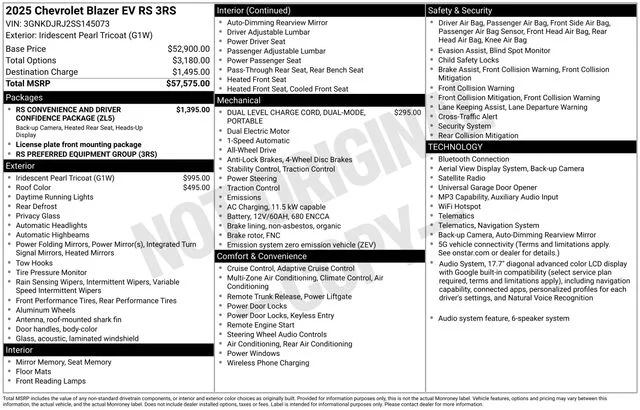 Used 2025 Chevrolet Blazer EV RS with VIN 3GNKDJRJ2SS145073 for sale in Newport News, VA