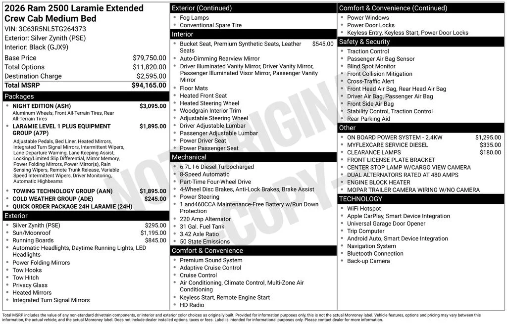 New 2026 Silver-Zynith Exterior Paint RAM Laramie image 39