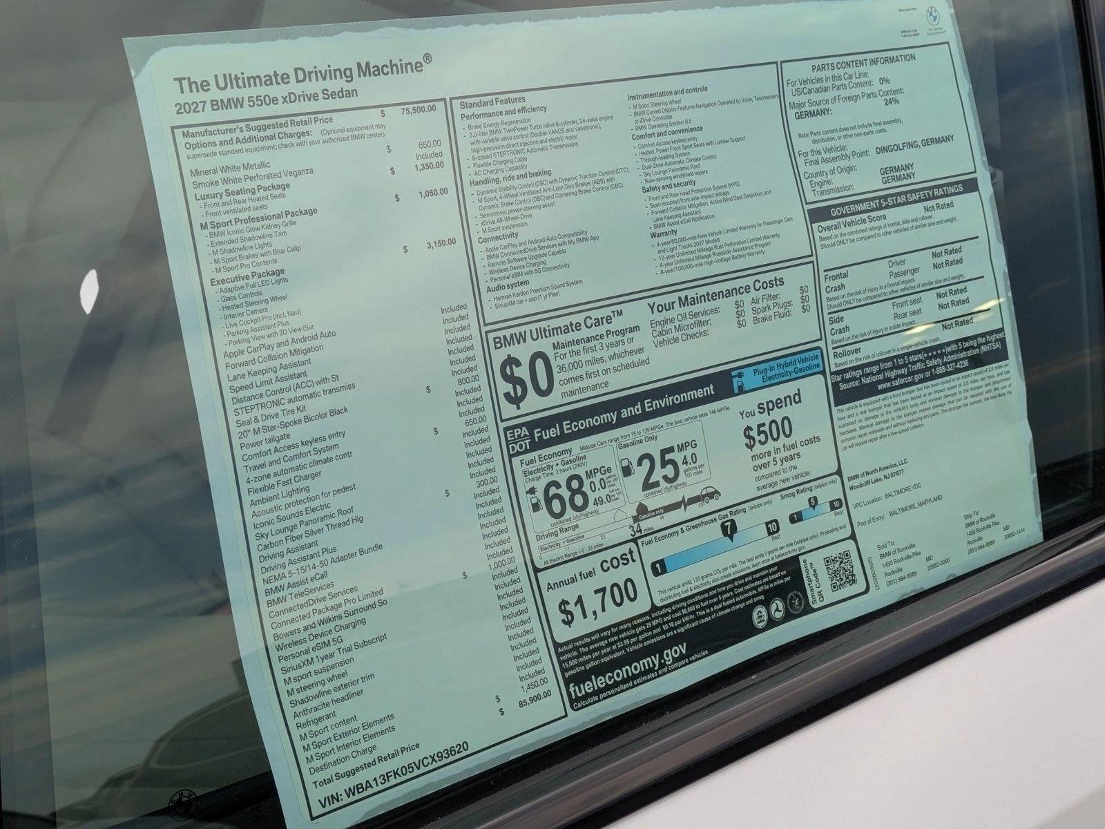 Used 2027 Mineral White Metallic BMW 550e xDrive image 19