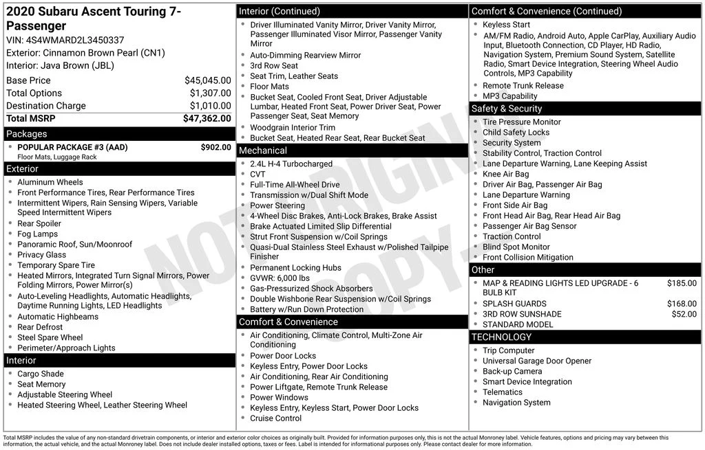 Used 2020 Brown Subaru Touring image 2