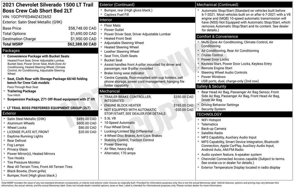 Certified Used 2021 Satin Steel Metallic Chevrolet LT Trail Boss image 34