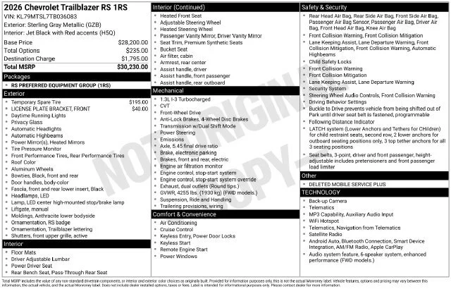 Used 2026 Sterling Gray Metallic Chevrolet RS image 44