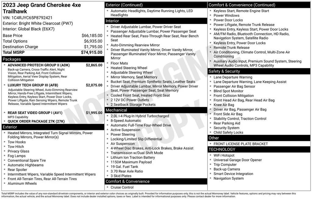 Used 2023 White Jeep Trailhawk 4xe image 6