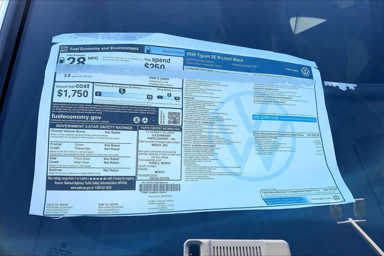 New 2026 Opal White Pearl Volkswagen SE R-Line Black image 20